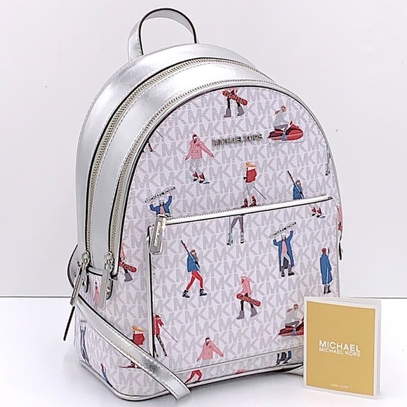 Michael Kors Jet Set Girls ADINA Medium Backpack Bright White Multi Color - Picture 2 of 16